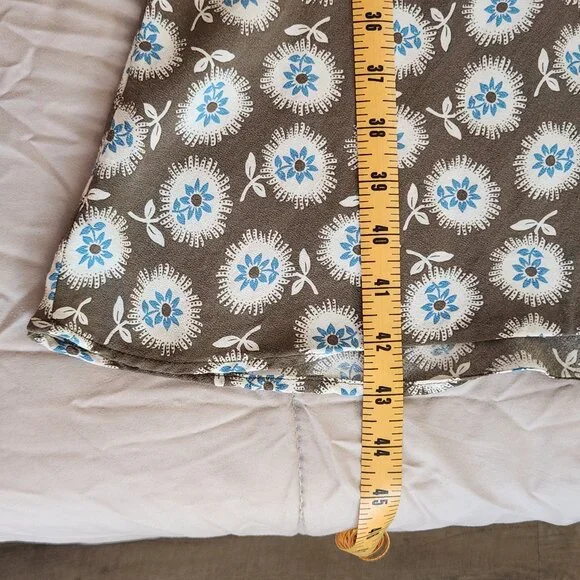 Boden Empire Waist Midi Dress Brown Blue Polka Dot Floral - Picture 8 of 11